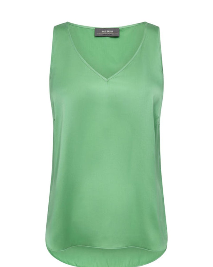 Best Mos Mosh Mmastrid Silk V-Neck Zephyr Green