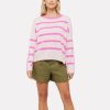 Best Brodie Boxy Stripe Jumper Cherry Blossom