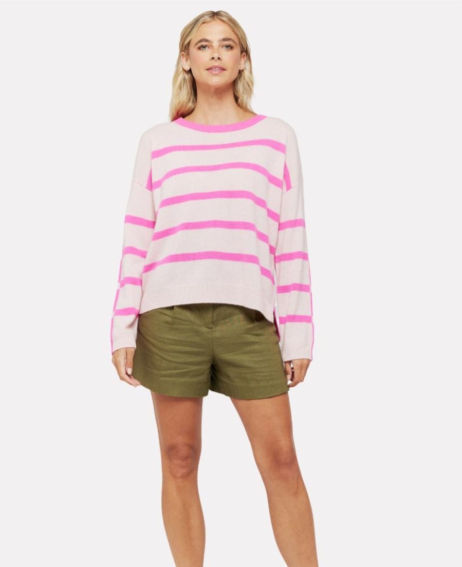 Best Brodie Boxy Stripe Jumper Cherry Blossom