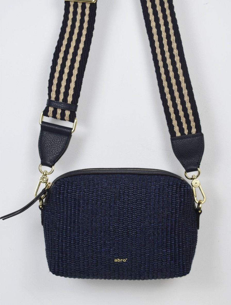 Online Abro Kaia Shoulder Bag Raffia Navy