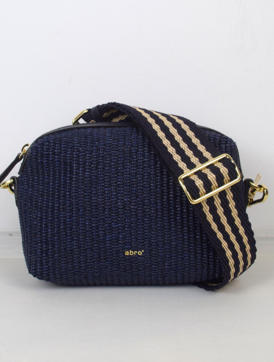 Online Abro Kaia Shoulder Bag Raffia Navy