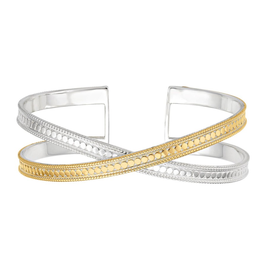 Clearance Anna Beck Single Cross Cuff Silver And Gold