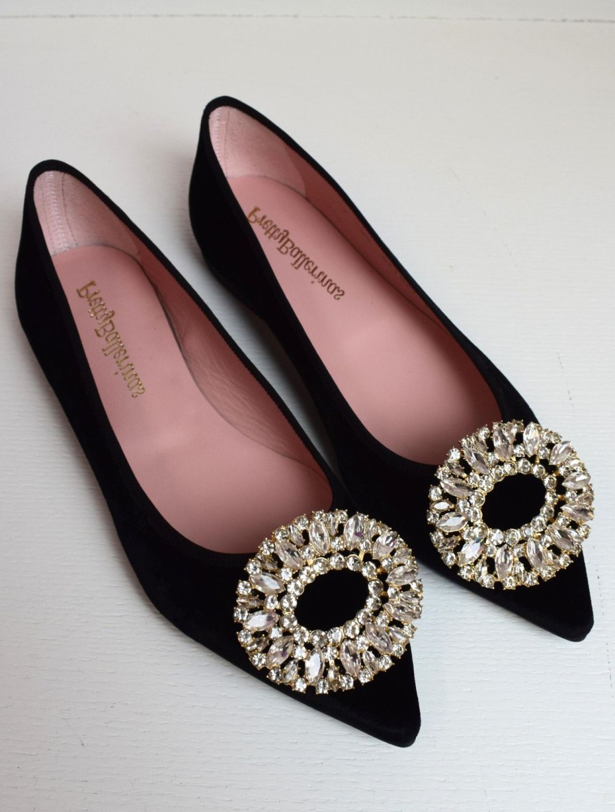 Online Pretty Ballerinas Ella Velvet Black Diamante