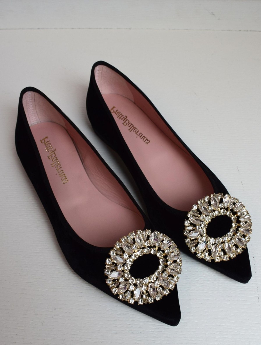 Online Pretty Ballerinas Ella Velvet Black Diamante