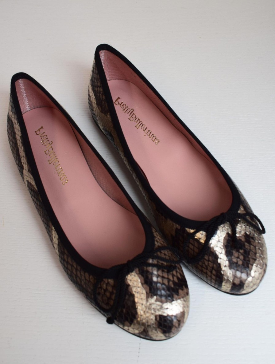 Best Pretty Ballerinas Marilyn Snake Shimmer Black/Taupe