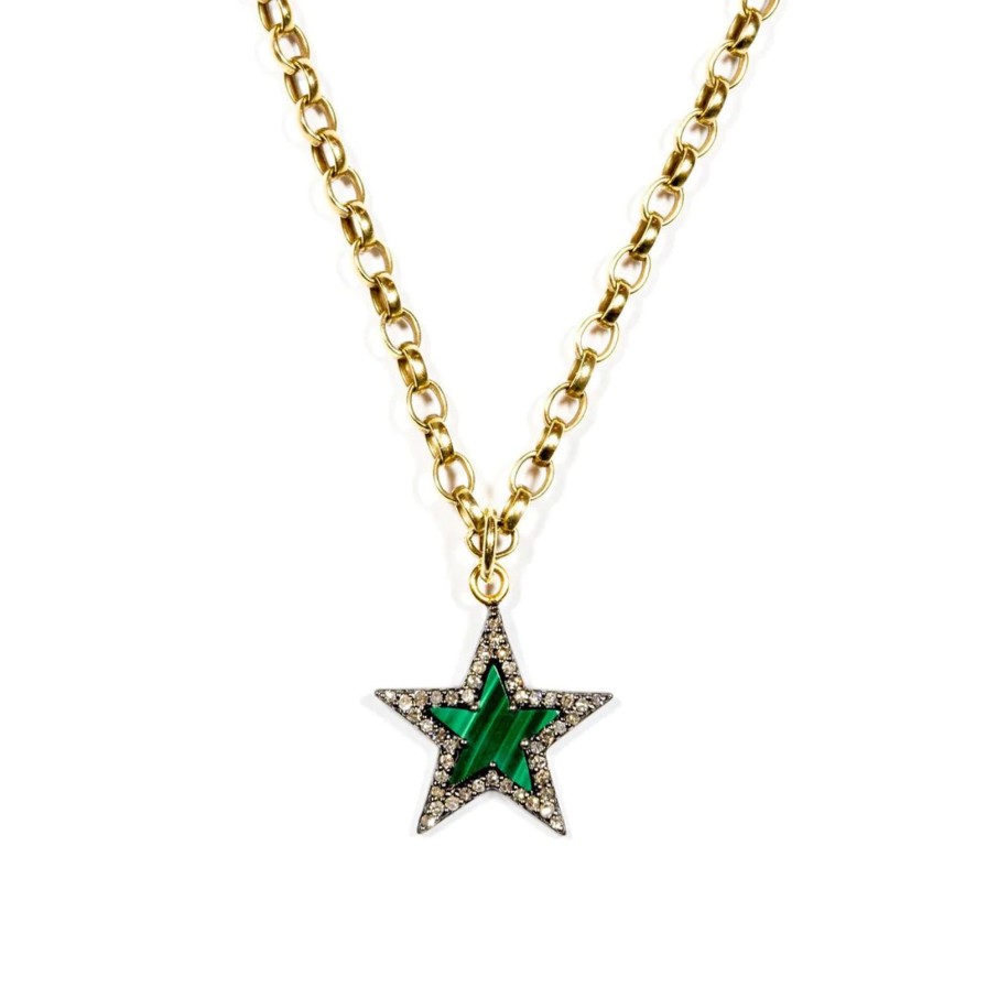 Hot Kirstie Le Marque Diamond & Malachite Chunky Star Necklace