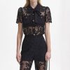 Online self-portrait Black Lace Pussy Bow Top