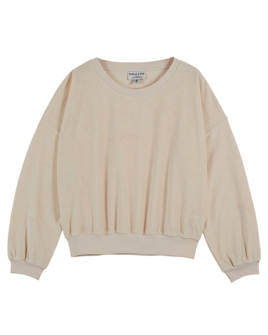 Clearance Emile & Ida Zahara Terry Jersey Sweatshirt Cream