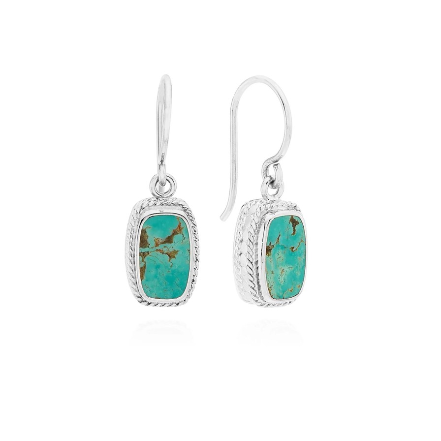 Online Anna Beck Turquoise Cushion Drop Earrings Silver