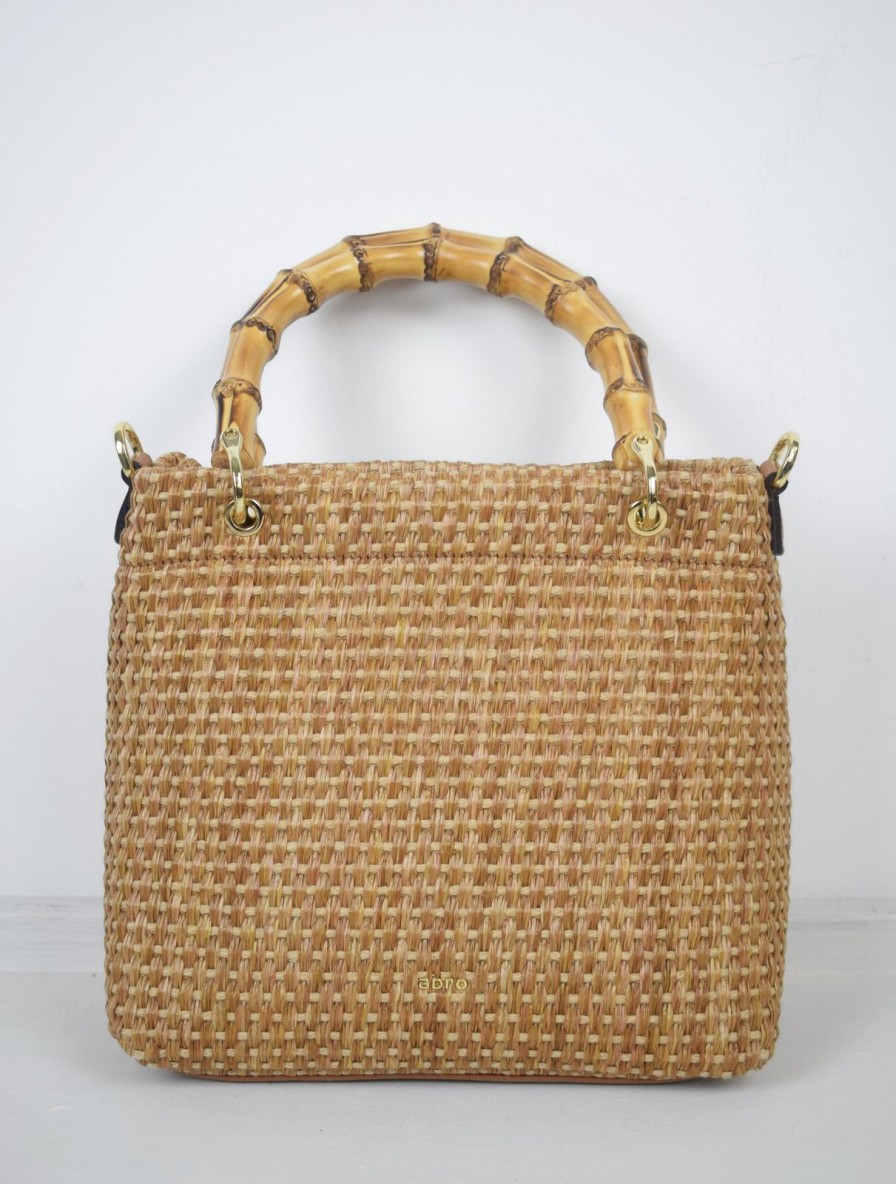 Clearance Abro Melissa Raffia Shopper Bamboo Small