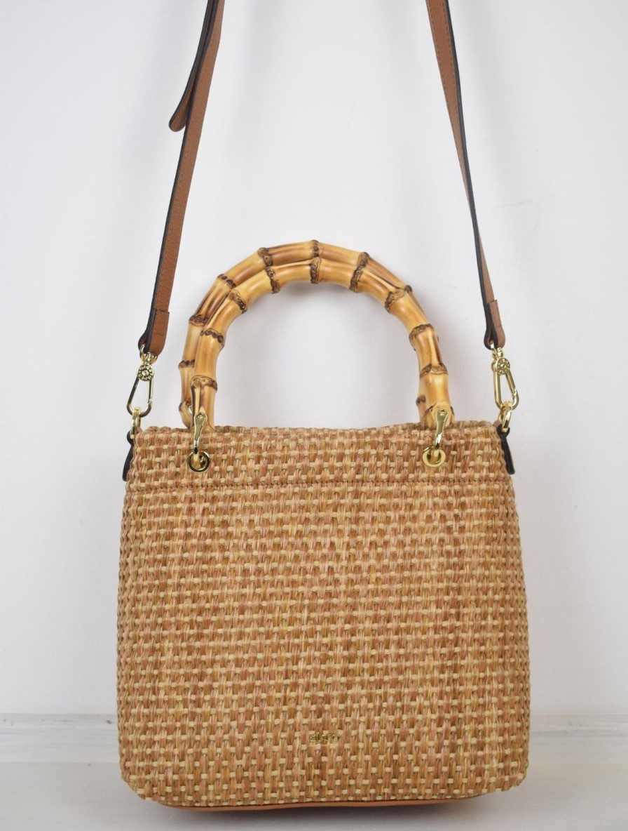 Clearance Abro Melissa Raffia Shopper Bamboo Small