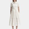 Clearance self-portrait White Cotton Embroidery Midi Dress