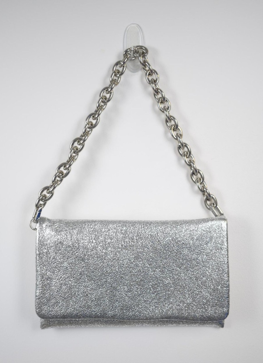 Clearance Abro Leather Clutch Silver