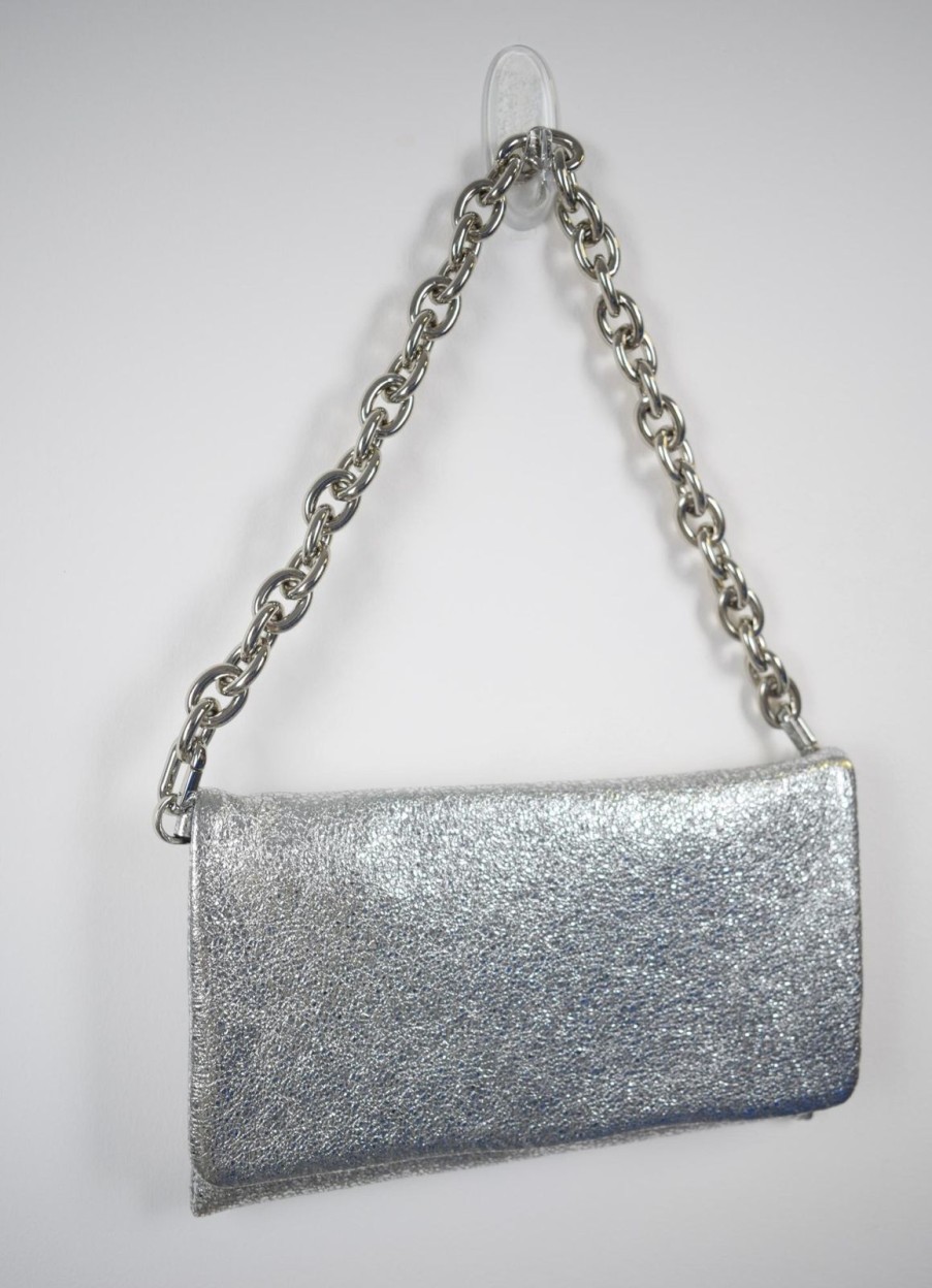 Clearance Abro Leather Clutch Silver