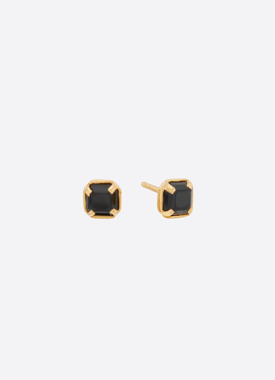 New Anna Beck Prong Studs Gold Onyx