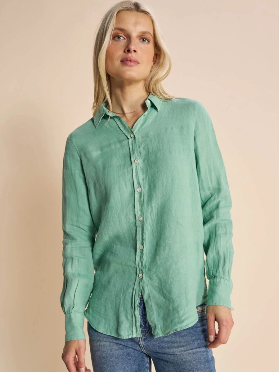 Online Mos Mosh Mmkarli Linen Shirt Wasabi