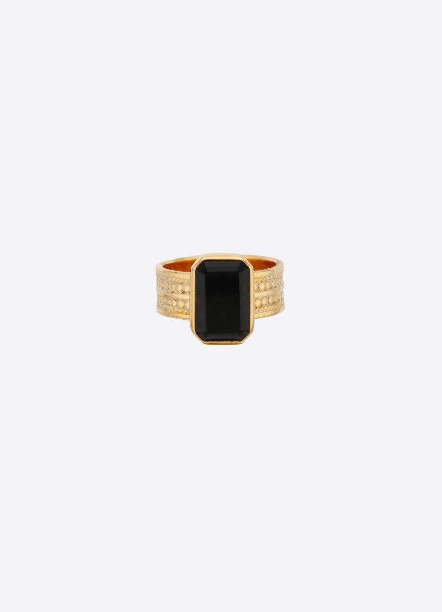 Online Anna Beck Large Rectangular Ring Gold Onyx