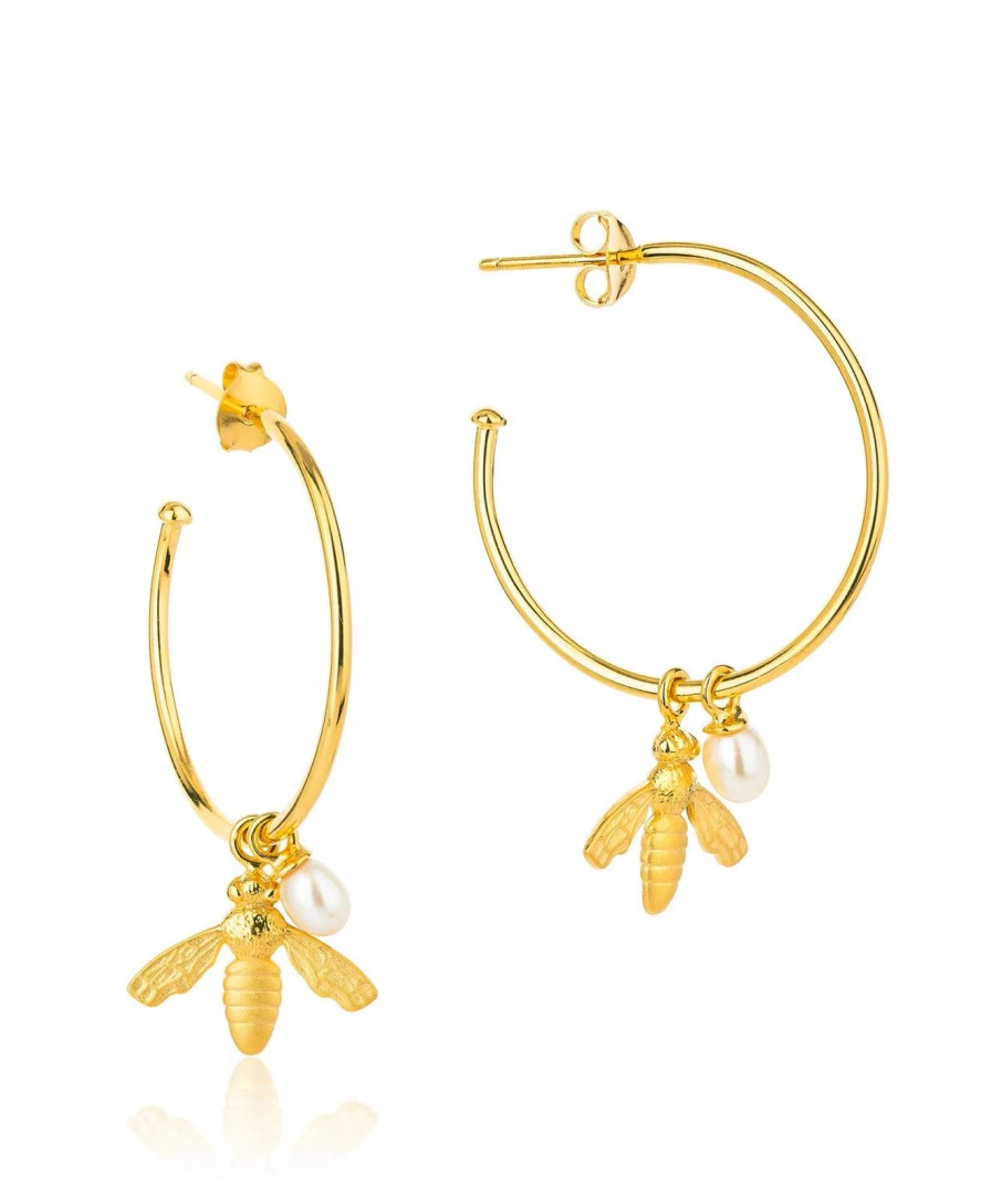 Clearance Claudia Bradby Flying Bee Large Hoop Earring Gold