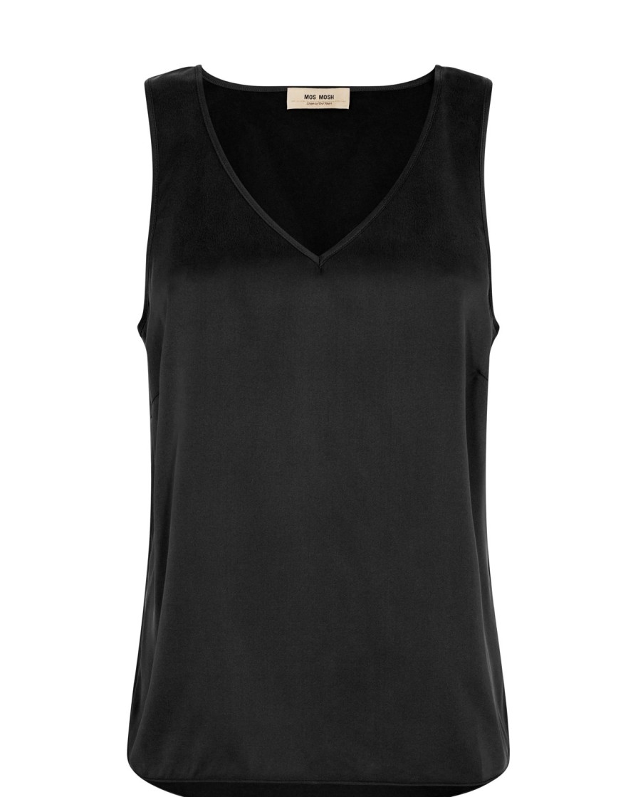 Best Mos Mosh Mmastrid Silk V-Neck Top Black