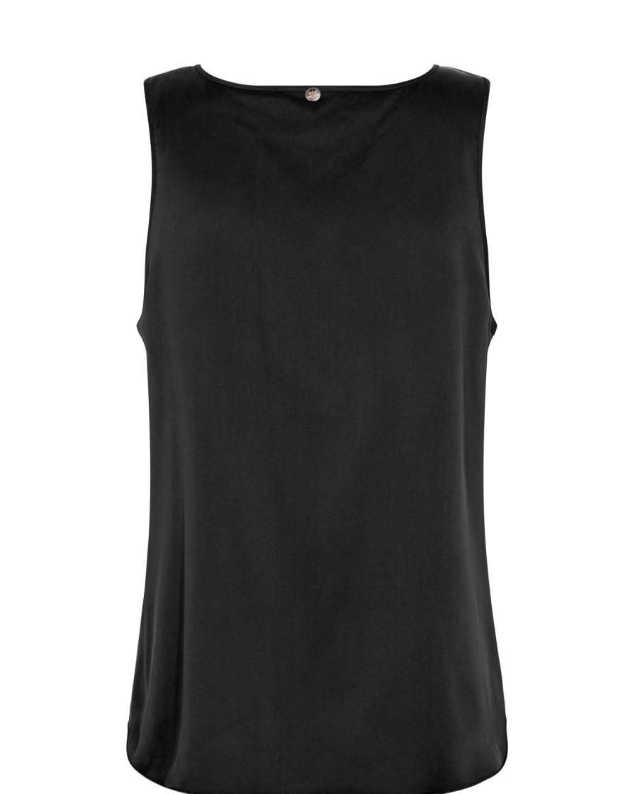 Best Mos Mosh Mmastrid Silk V-Neck Top Black