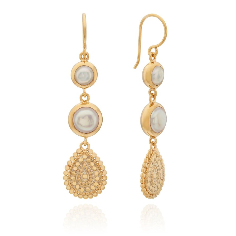 Wholesale Anna Beck Pearl Scalloped Triple Drop Earrings