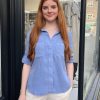 Wholesale bella dahl Split Back Shirt Peri Blue