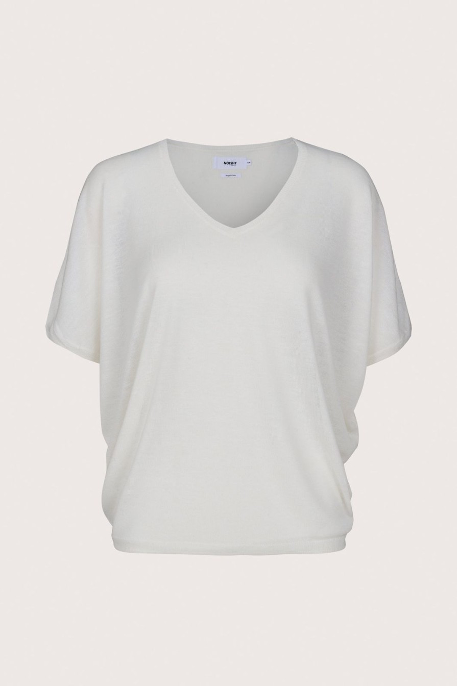 Clearance Not Shy Nya V-Neck Tee Ecru