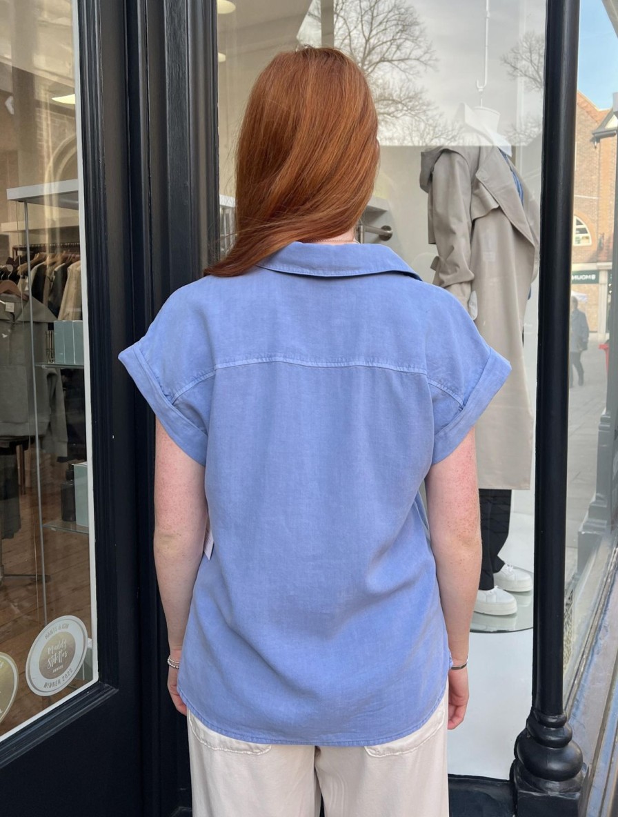 New bella dahl Twin Pocket Ss Shirt Peri Blue