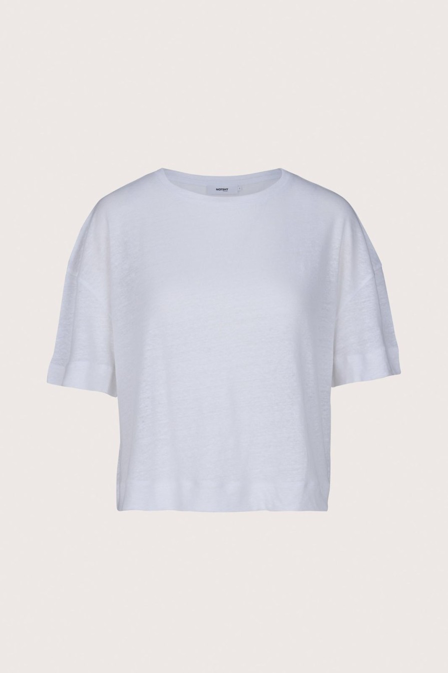 Clearance Not Shy Naelle Linen T-Shirt White