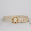 Hot Abro Mabel Wooden Buckle Belt Cream