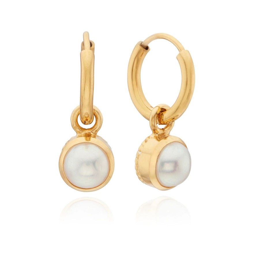 Wholesale Anna Beck Pearl Charm Earrings Gold