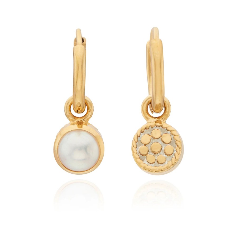 Wholesale Anna Beck Pearl Charm Earrings Gold