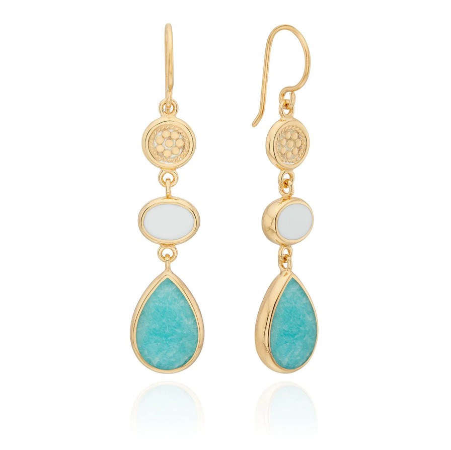 Hot Anna Beck Amazonite Triple Drop Earrings Gold