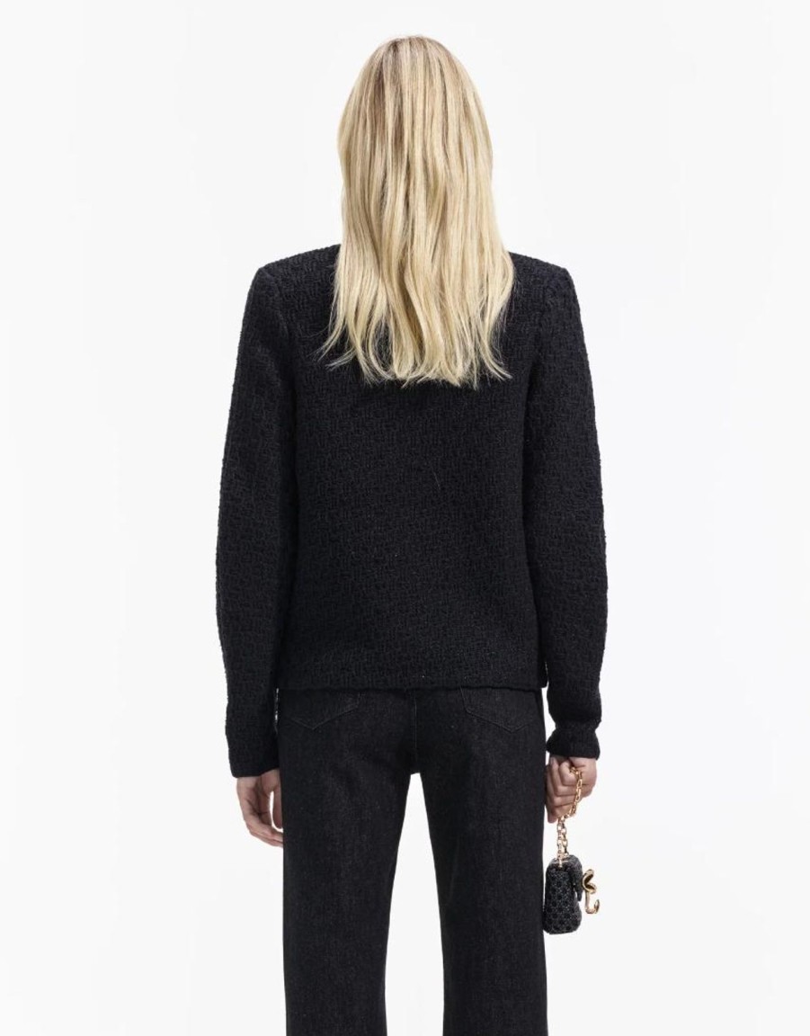 Best self-portrait Black Weave Cardigan