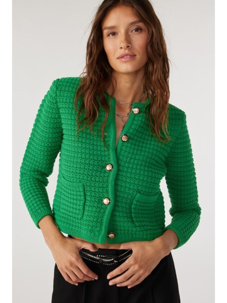 Hot ba&sh Gaspard Knitted Cardigan Vert