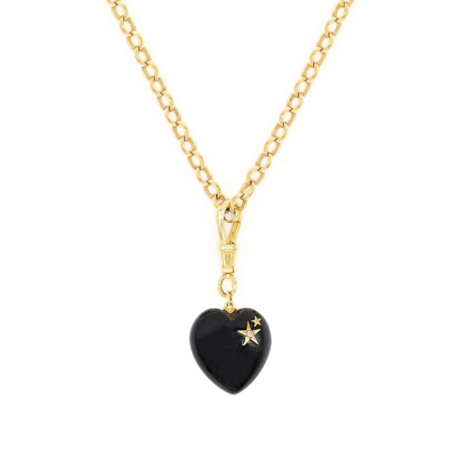 Wholesale Kirstie Le Marque Diamond & Onyx Chunky Heart Necklace