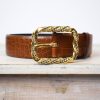 Hot Abro Wide Croc Belt Tan/Gold