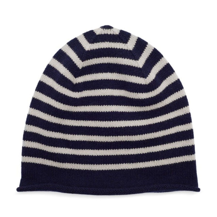 Best Somerville Scarves Breton Cashmere Beanie Navy/White