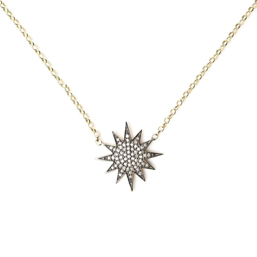 New Kirstie Le Marque Diamond & Gold Starburst Necklace