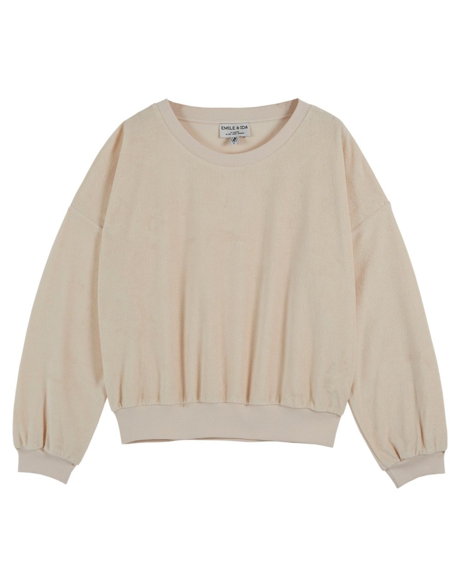 New Emile & Ida Zahara Terry Jersey Sweatshirt Cream