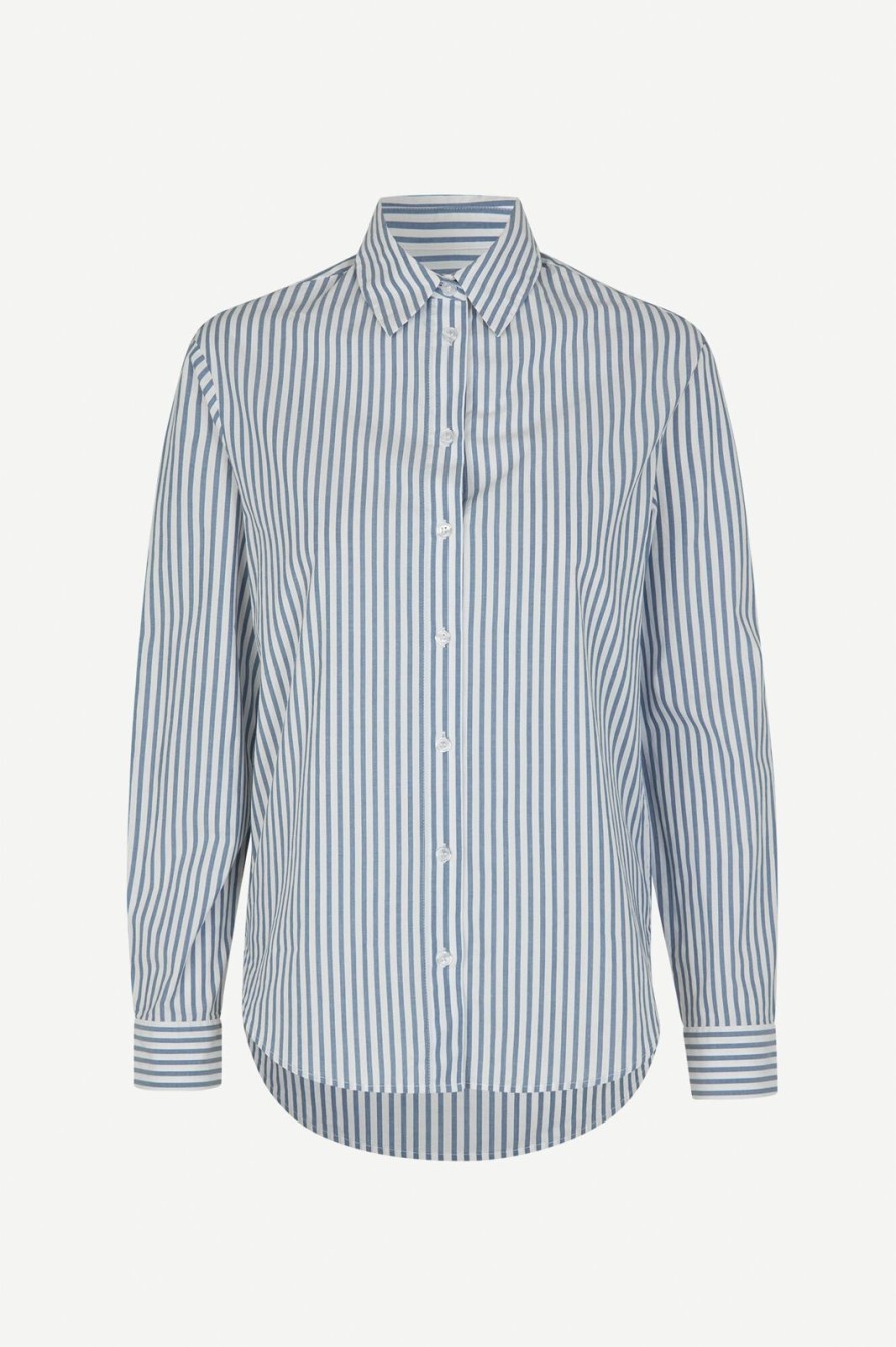 New Samsoe Samsoe Samadisoni Shirt Blue White Stripe