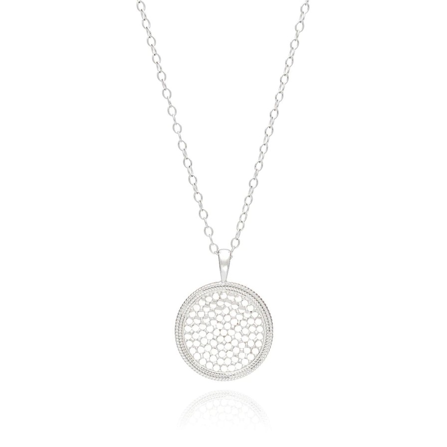 New Anna Beck Classic Large Medallion Pendant Necklace - Silver