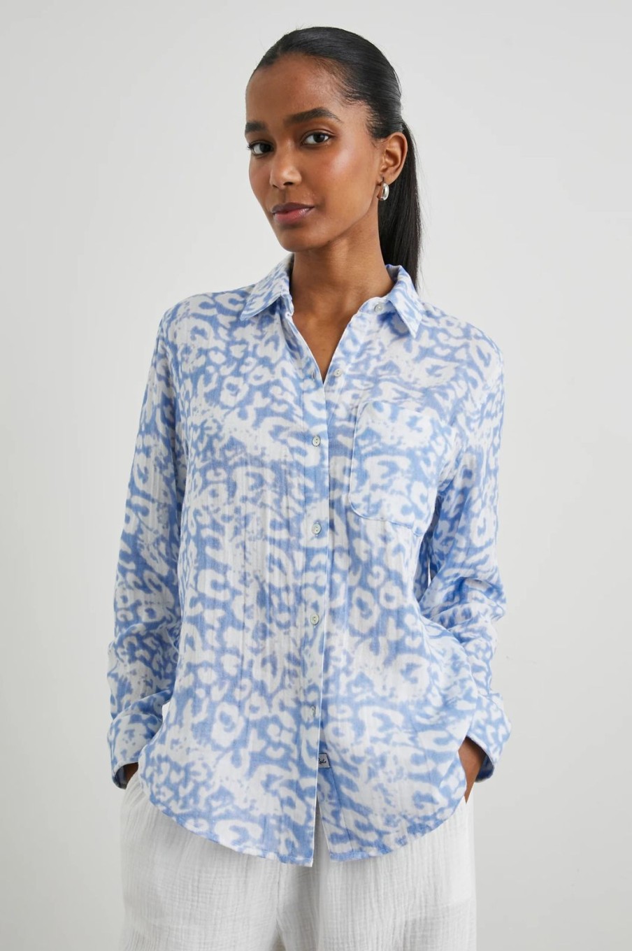 Online Rails Ellis Shirt Blue Diffused Cheetah