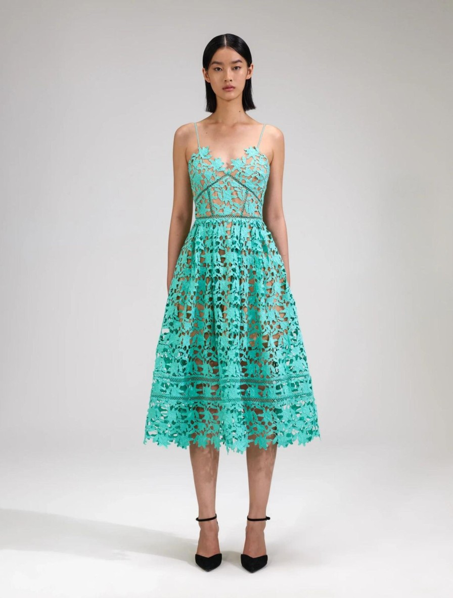 Wholesale self-portrait Aqua Azaelea Lace Midi Dress