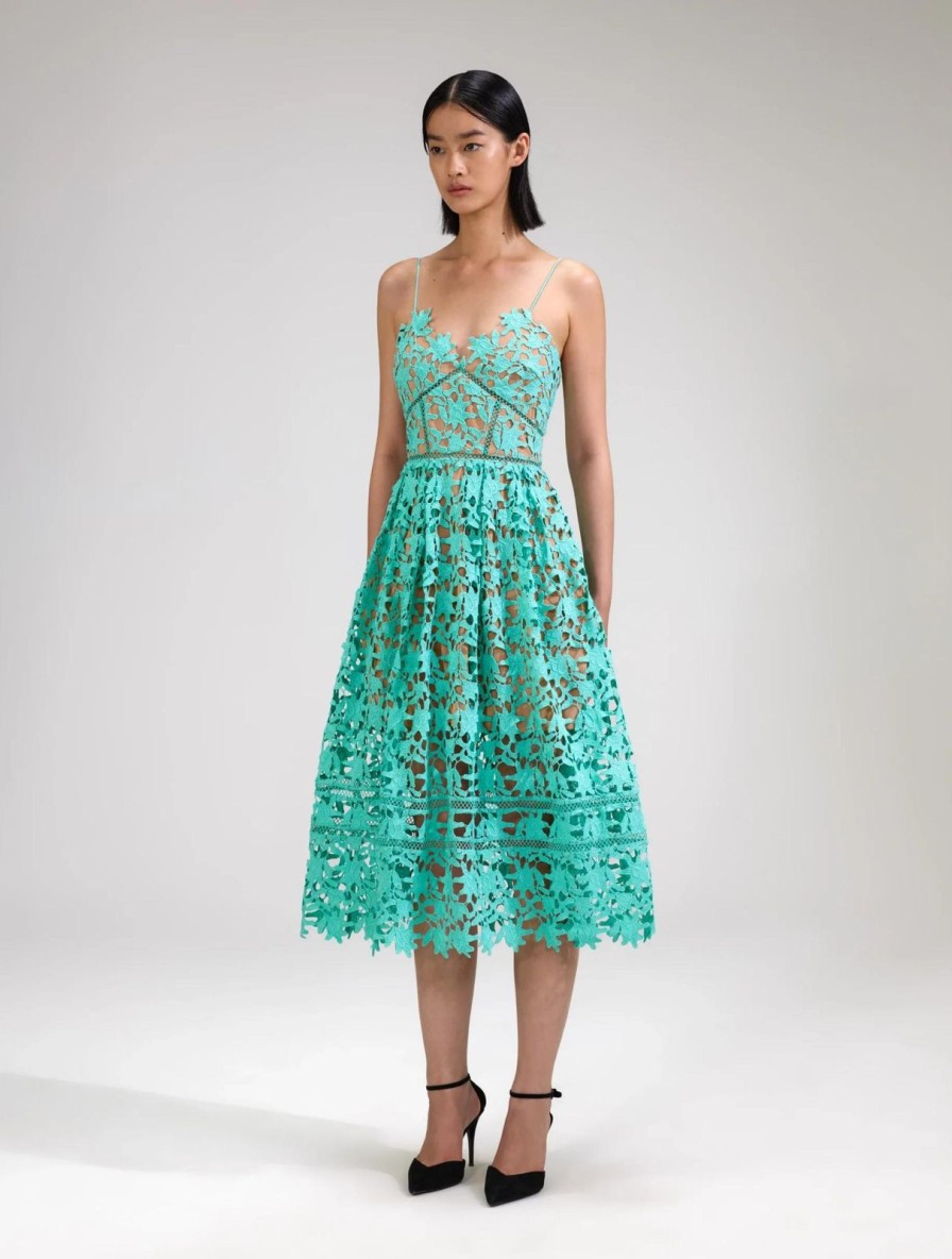 Wholesale self-portrait Aqua Azaelea Lace Midi Dress