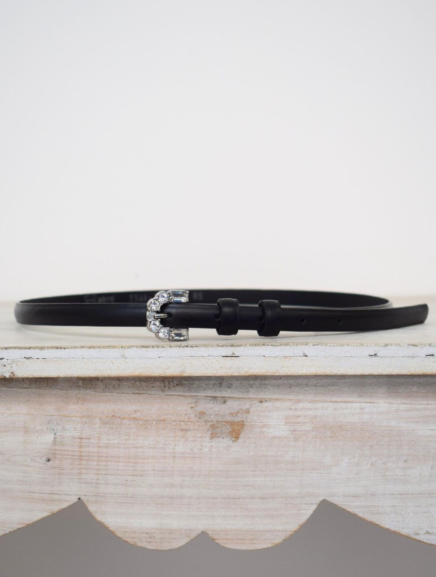 New Abro Narrow Belt Leather Black/Nickel