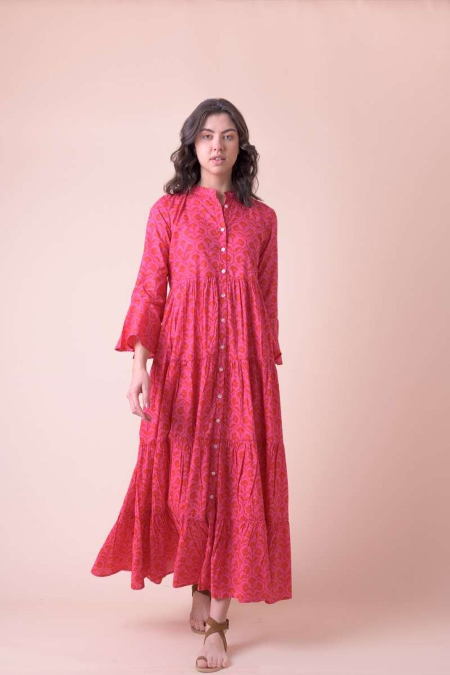 Hot Handprint Dream Apparel Cadilac Dress Kajri Pink Red