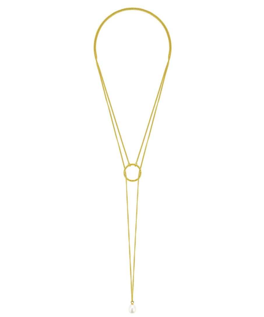 Hot Claudia Bradby Gold Plated White Pearl Cirque Lariat Necklace