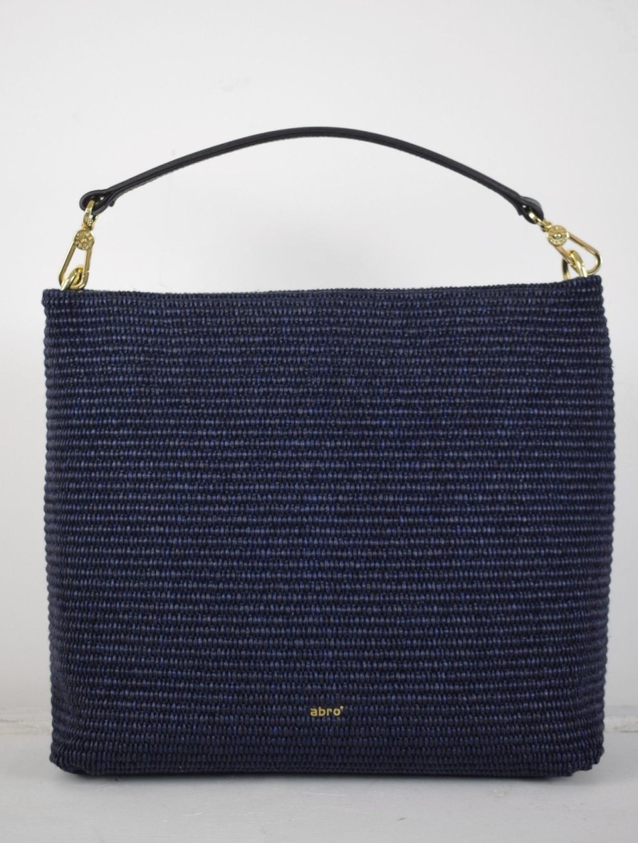 Hot Abro Kaia Hobo Raffia Bag Navy