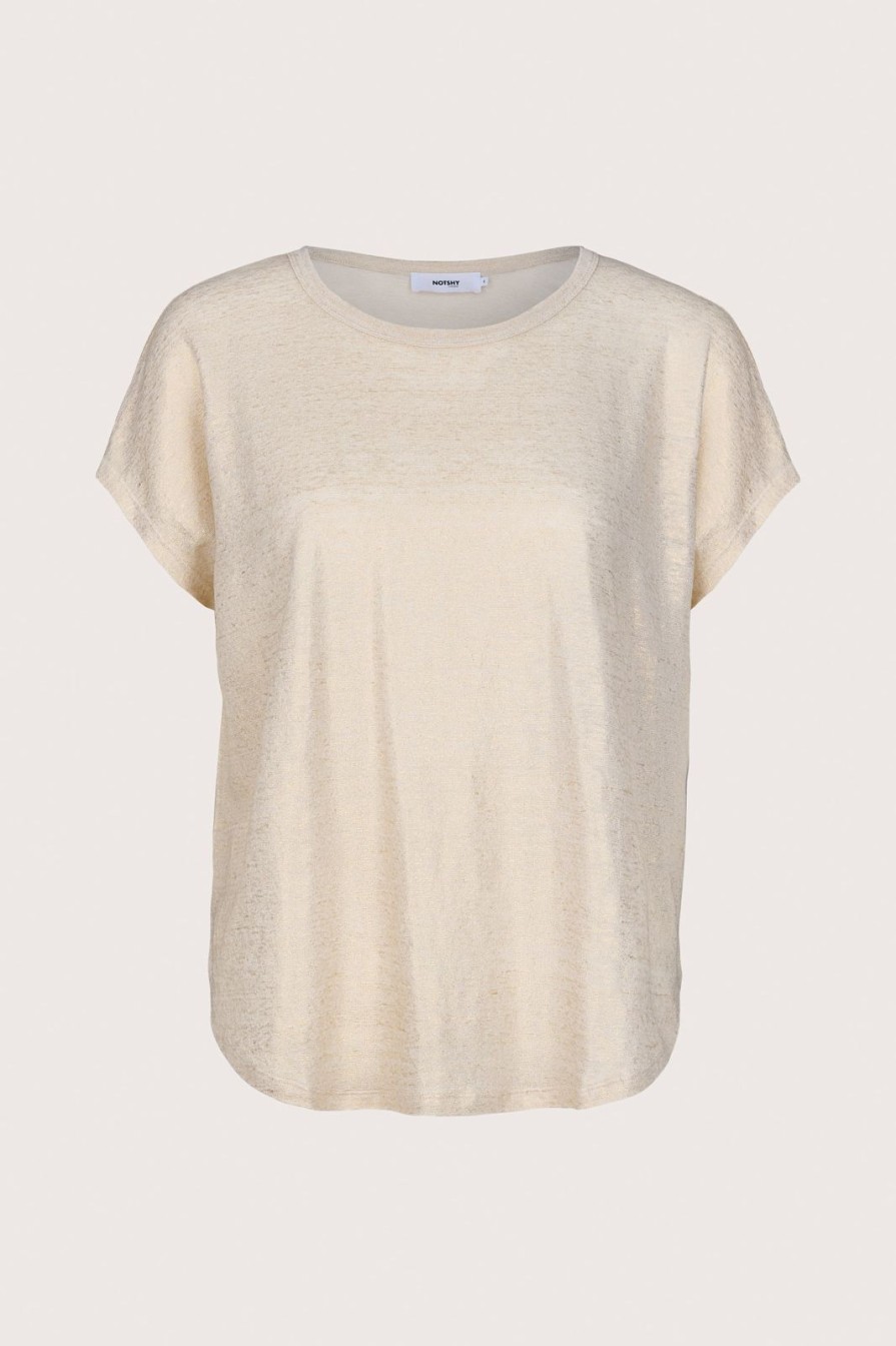 Online Not Shy Tess Linen T-Shirt Ecru/Gold